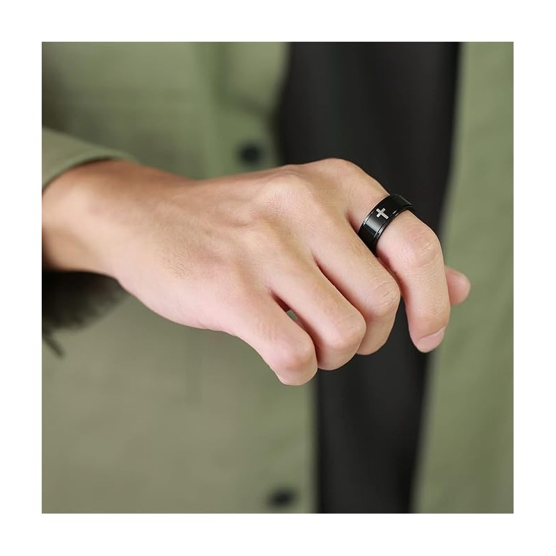 Titanium Stainless Steel Anxiety Ring Cross Rotating Ring Stress Relieving