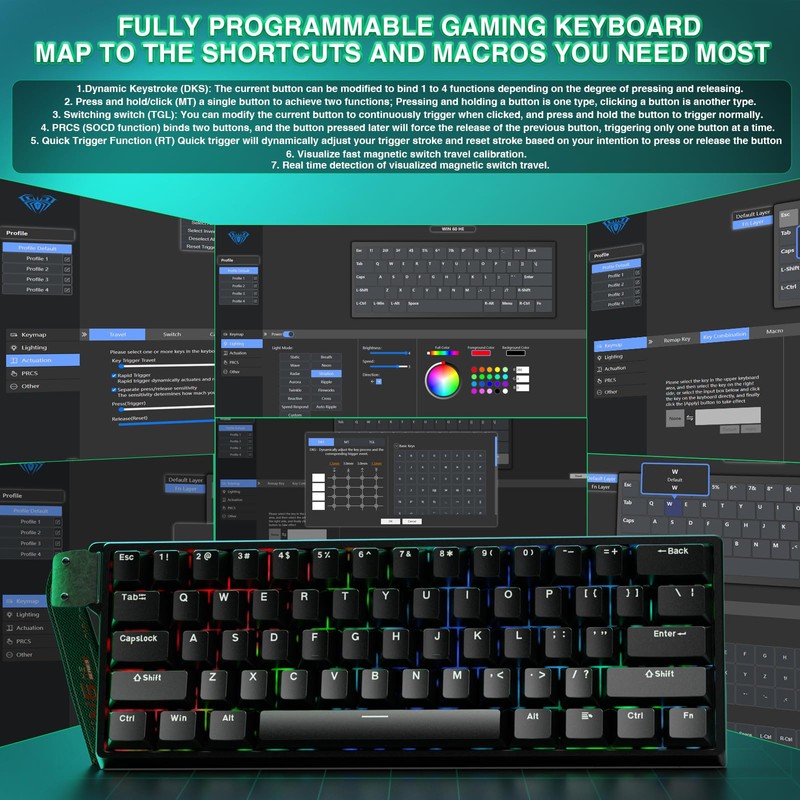 Aula WIN60 HE - 60% Mechanical Gaming Keyboard Wired, Magnetic