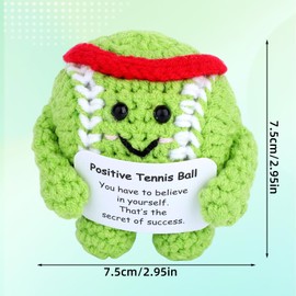 Positive Tennis Ball, Cute Knitted Crochet Tennis Emotional Plush Positive Support Doll Toys Desktop Party Decorations and Inspirational Gifts for Sports Lovers(Red)