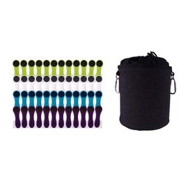 48 Clothes Pegs with Soft Grip and 1 Clothes Peg Bag - 12 x White, 12 x Blue, 12 x Green, 12 x Purple, 1 x Black Bag