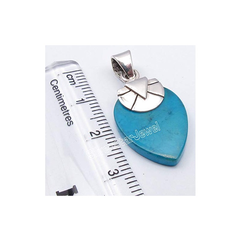 SilverStarJewel - Colgante plano de plata de ley maciza, color