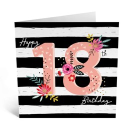CENTRAL 23 18th Birthday Card For Girls - 'Happy 18th Birthday' - Happy Birthday Card For Her Age Eighteen - Gifts For Women Daughter Teenager - Comes With Stickers
