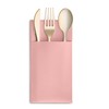 50-Pack Disposable Linen-Feel Dinner Napkins with Built-in Flatware Pocket, PINK
