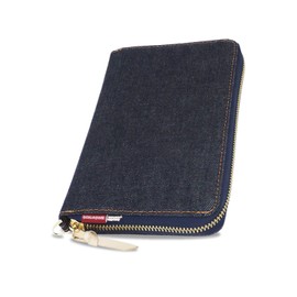 NeedNetwork Japanese Denim Passbook Case, Passbook Holder, Magnetic Protection, Skimming Prevention, Large Capacity, Card Case, Indigo Blue