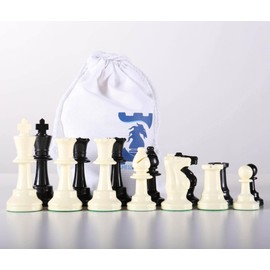 Chess House Weighted Club Chess Pieces with Canvas Storage Bag, 34 Chessmen, 3 3/4 in King, Extra Queens