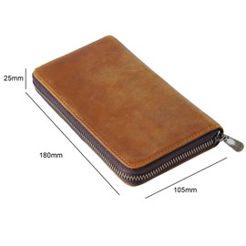 AIGUONIU Vintage genuine Leather Pen & Pencil Case for Artists, Designers, Architects, at office, university, college and travel (Brown)