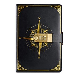 NectaRoy Travel Journal Notebook with Lock Diary with Code (Compass Model) Secret Book for Girls Office School Students Stationery Birthday Gift 22 x 15 cm