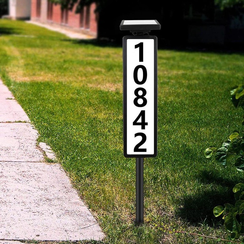 Solar House Number Sign Multifunction Waterproof LED Illuminated Outdoor Solar
