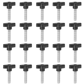 HARFINGTON 20pcs Wing Knobs M8 x 35mm Male Thread Plastic Tee Stud Knobs T Threaded Handles Hand Clamping Tightening Thumb Screws Thumbscrew, Black