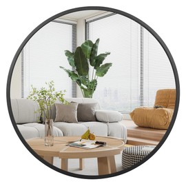 Arcus Home Round Mirror Black Circle Mirror 30 Inch Bathroom Mirror with Powder Coated Iron Frame, Mirrors for Bedroom, Wall, Living Room, Vanity, Entryway