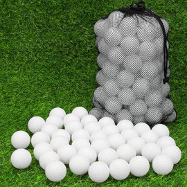 Coopay 60 Pack Practice Golf Balls, 42mm Plastic Golf Training Balls with a Drawstring Bag Hollow Sports Limited Flight for Swing Practice Driving Range Backyard Home Indoor Outdoor Use (White)