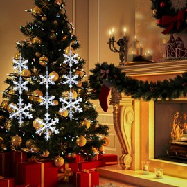 [Timer] Christmas Window Decorations, 3 Pack Snowflake Christmas Window Lights with Suction Cup, Hanging LED Battery Operated Christmas Lights Indoor Outdoor Xmas Tree Fireplace Home Party Decor