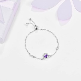 KINGWHYTE Claddagh Bracelet 925 Sterling Silver Celtic Knot Birthstone Bracelets Irish Celtic Jewellry for Women Birthday Anniversary Christmas Gifts for Friends Sister