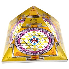 Sri Yantra Pyramid - Enhance Your Meditation and Positive Energy Flow with This Sacred Geometry - Big Size 3"x3" Inches - Energized