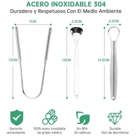 Set 5 Herramientas Limpieza Bucal Higiene Dental Limpiadores Linguales Elimina Mal Aliento Limpieza Lengua Palillos de Dientes Acero Inoxidable