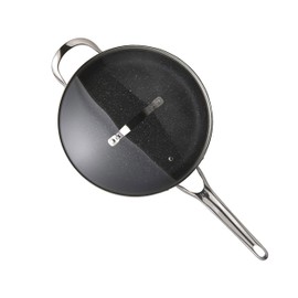 Starfrit The Rock Classic 11" (28cm) Non-Stick Deep Fry Pan with Helper Handle and Glass lid - Durable Forged Aluminum - Oven Safe - PFOA Free - Easy to Clean