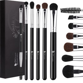 DUcare Eyeshadow Brushes, Set of 6, Dedicated Brushes, Natural Horse Hair, Cosmetic Brushes, Super Soft, Fine Makeup Brushes, Attractive Eyes, Makeup Tool, Black