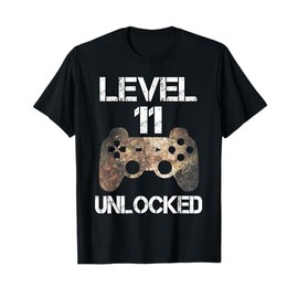 Level 11 Unlocked Boys 11th Birthday 11 Year Old Gamer T-Shirt
