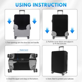 Suitcase Cover, H HOME-MART Printed Luggage Cover Spandex Travel Suitcase Covers Luggage Covers Dustproof Washable Protector (Yellow Eye, X-Large Cover(Fit 29-31inch Luggage))