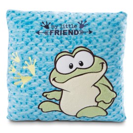 NICI Frog Cuddly Cushion - Sustainable Cuddly Toy Cushion for Girls, Boys & Babies - Fluffy Square Stuffed Animal Cushion, 25 x 25 cm