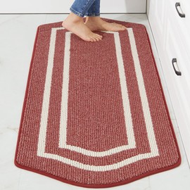 COSY HOMEER Long Kitchen Floor Mats for in Front of Sink Super Absorbent Kitchen Rugs and Mats 24"x48" Non-Skid Kitchen Mat Standing Mat Washable,Polypropylene,Red,Frame