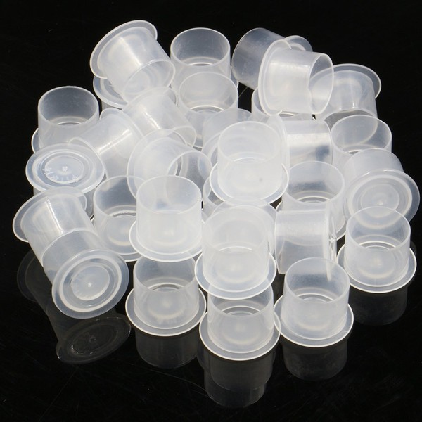 CINRA Tattoo Ink Caps, 500Pcs Tattoo Ink Cups #17 Disposable Plastic Pigment Tattoo Ink Caps Cups with Base Tattoo Permanent Makeup Container Cap Large Pigment Caps for Tattoo Ink, Tattoo Supplies