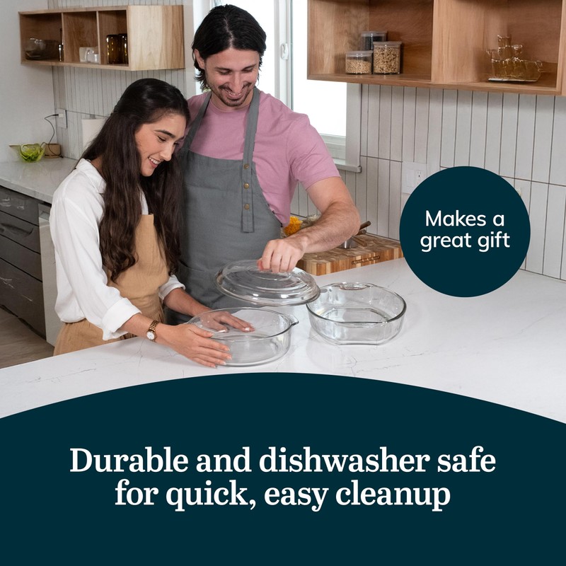 Libbey Baker's Basics 2-Piece Glass Casserole Baking Dish Set, Mixed