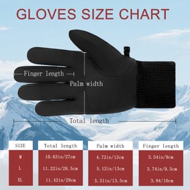 lifwimner Winter Gloves Men Women Touch Screen Anti-slip Thermal Warm Fleece Lined Snow Gloves for Running Cycling Biking Driving Skiing Cold Weather (Black, L)