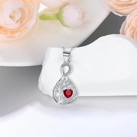 J.MUEN Tree of Life Necklace for Women 925 Sterling Silver with Infinity Pendant Chain Women's Adjustable Necklace Jewellery Gift for Women, Sterling Silver