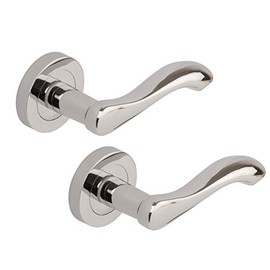 Excel DH3680 Venus Passage Door Handles on Round Rose, Polished Chrome