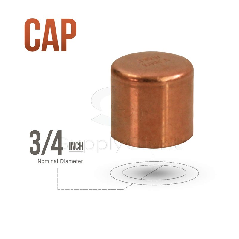 Supply Giant DUFD0034 Copper Cap with Sweat Socket, 3/4