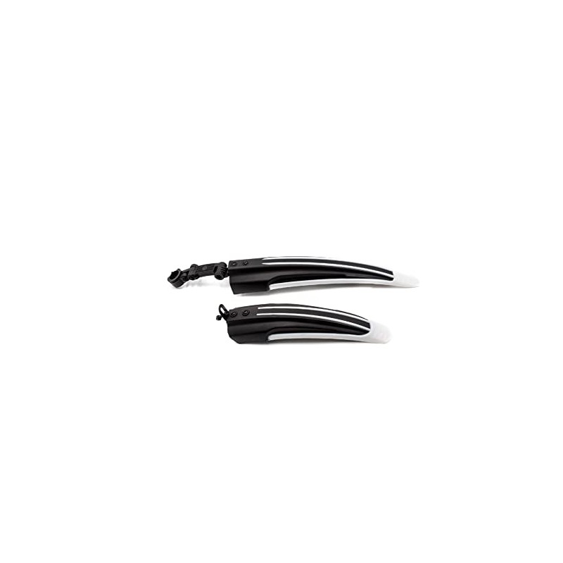 vhbw Bicycle Mudguard Set, Black/White, Compatible with 24 Inch and