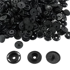 suiwotin 100 Sets T5 Plastic Snaps Buttons, Black Round T5 Snaps for Pants, Clothing, DIY Crafts Projects