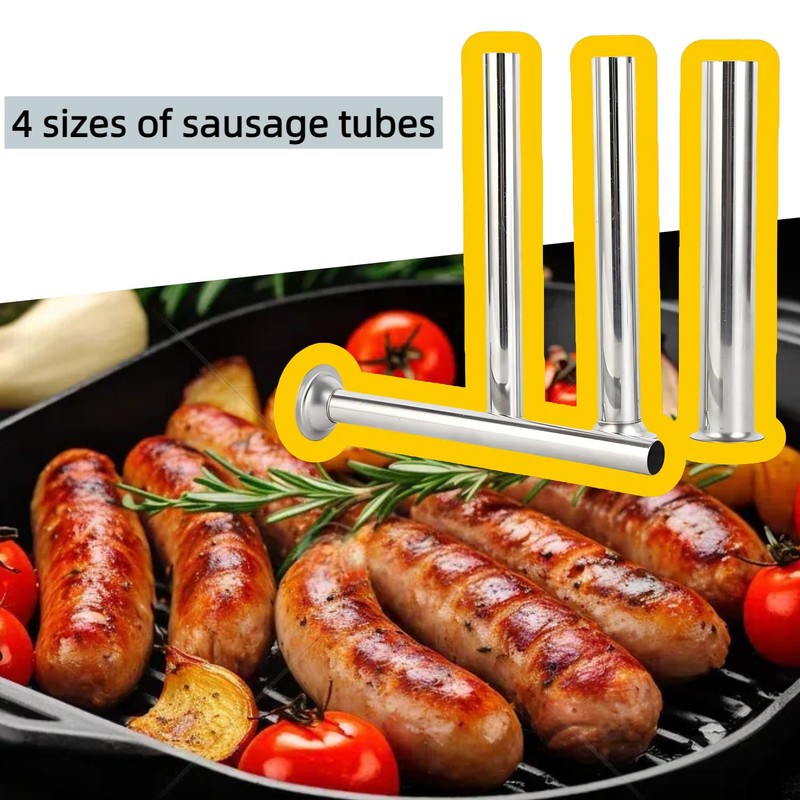 Vexillaris 4 Sizes Stainless Steel Sausage Stuffing Tubes,Replacement for LEM