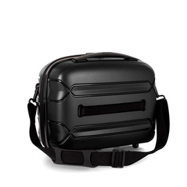 Heys Milos Beauty Case Hardside Lightweight and Crafted with Durable Duraflex, Textured Shell and Metallic Colors, Trolly Sleeve, Adjustable Shoulder Strap, Organize Makeup or Toiletries, Black