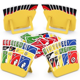 Tenyond Card Holders for Playing Cards - 4 Pack Playing Card Holder with Foldable Stand for Easy Storage and Travel Games, for Seniors, Little Hands, or Arthritis Hands, UNO, Poker, Yellow