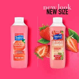 Suave Shampoo, Sun-Ripened Strawberry Family-Size 2-Pack – Energizing Shampoo with Strawberry Extract & Vitamin E, 22.5 Oz Ea