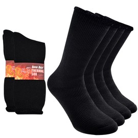 Socks Daze 2 Pack Warm Fuzzy Thermal Boots Socks for Men Winter, Women's Thick Cushioning Home Floor Slipper Sleeping Socks for Extreme Cold Weather, Black, Large