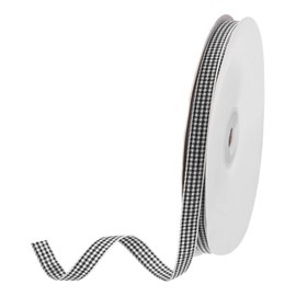 DMiotech 3/8 Inch 50 Yards Gingham Ribbon, Checkered Ribbon Plaid Ribbon for Gift Wrapping Decoration Art Craft DIY, Dark Black And White
