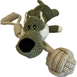 Dog Rope Toys, Dog Squeak Toys, Dog Chew Toys (Green Wolf)