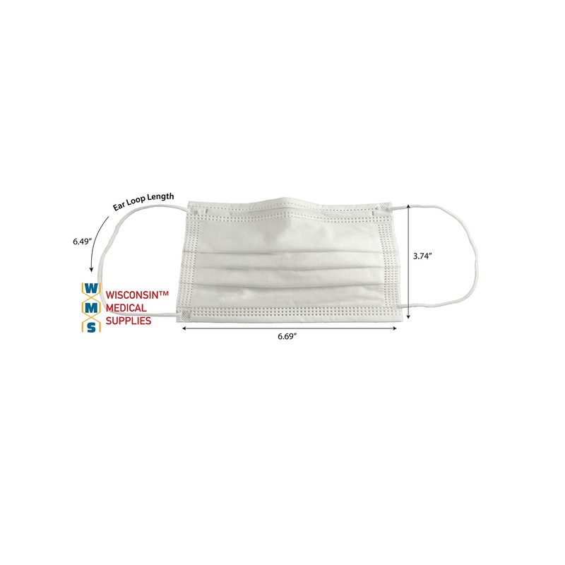 WMS Wisconsin Medical Supplies, 3-Layer Face Masks, MADE IN USA,