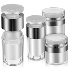 PACKOVE 4Pcs Airless Pump Jars Lotion Container Jar Travel Friendly Refillable Cosmetic Bottles for Skincare Serums and Creams Lightweight Sturdy Design