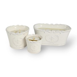 Bourbon Royalty Classic White Marquis Small 3 Ounce Ceramic/Wax Scented Votive Jar Candle for Home or Office, Olive Grove, 2 Pack
