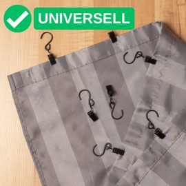 Curtain Clips with S Hooks, Pack of 30, in Black, with Diameter 13 mm Hook Eyelet, 60 mm Long Curtain Hooks, Curtain Clips with S Hooks, Curtain Clips with Running Hooks, Multi-Purpose Curtain Clips