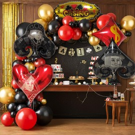 SYNUO 129-Piece Casino Party Decorations - Poker Chips & Card Themed Balloons for Casino Night, Las Vegas Party, or Poker Night