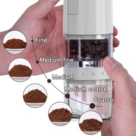TastLi Coffee Grinder, Electric Portable Coffee bean Grinder, Adjustable Burr Mill with 5 Precise Grind Setting for Drip Espresso PourOver and More (Silver)