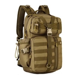 HUNTVP 30L Tactical Backpack Molle Military Rucksack Large Laptop Sports Daypack for Hiking Camping Fishing Hunting Fitness School (Brown-30L)