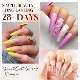 UNA GELLA Stiletto XXL Nail Tips No Need File Extra Long Stiletto Nails Full Cover 120PCS Long Almond Gel Nail Tips Pre-buff Press on Fake Nails for Gel Nail Extension Home DIY Salon 12 Size