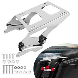 AUFER Chrome Two Up Mounting Bracket Luggage Rack and 4 Point Docking Hardware Kits Compatible with for Touring Road King Street Glide Road Glide Electra Glide Tour Pack Pak Mount 2014-2024