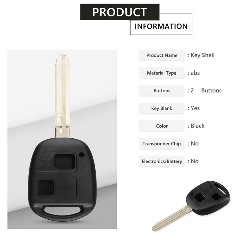 2 Button Car Remote Key Shell Replacement for To-yo-ta Avensis